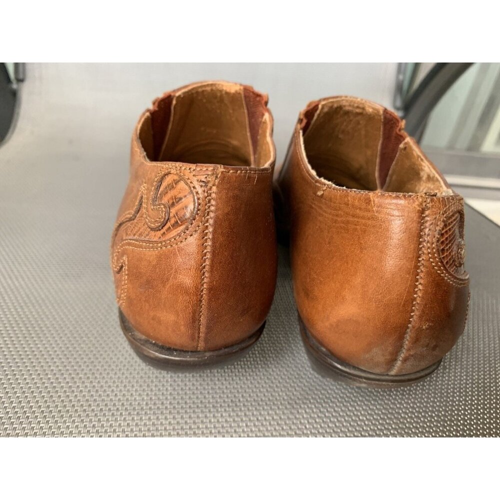 Nine West  Western Cowgrl CHESTNUT BROWN Mixed Leather Ankle Booties Pointed Toe - Picture 7 of 11